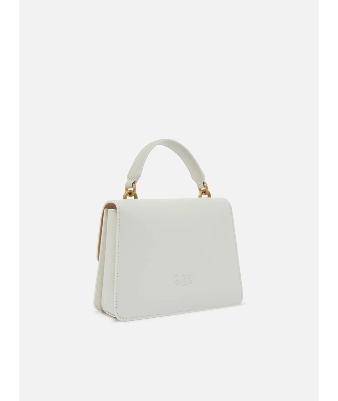 PINKO Белая кожаная сумка с короткими ручками, фото 5