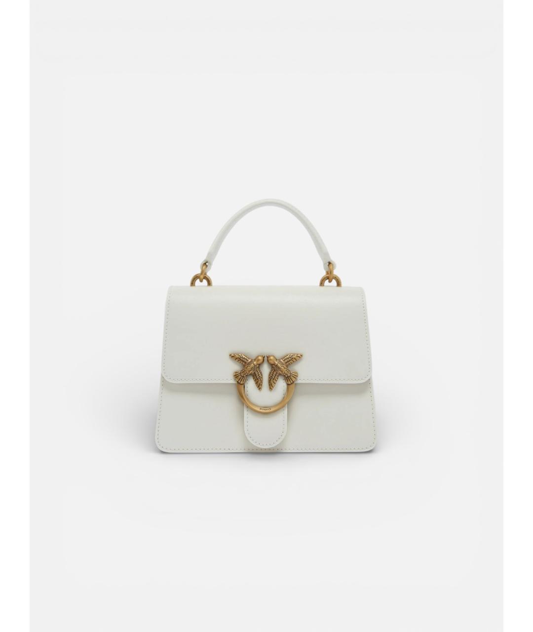 PINKO Белая кожаная сумка с короткими ручками, фото 8