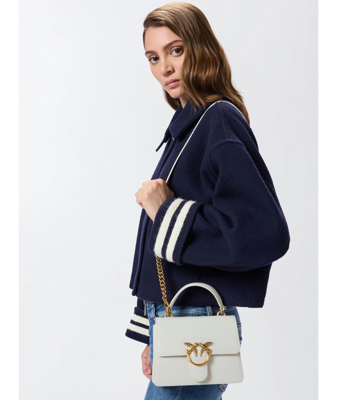 PINKO Белая кожаная сумка с короткими ручками, фото 2