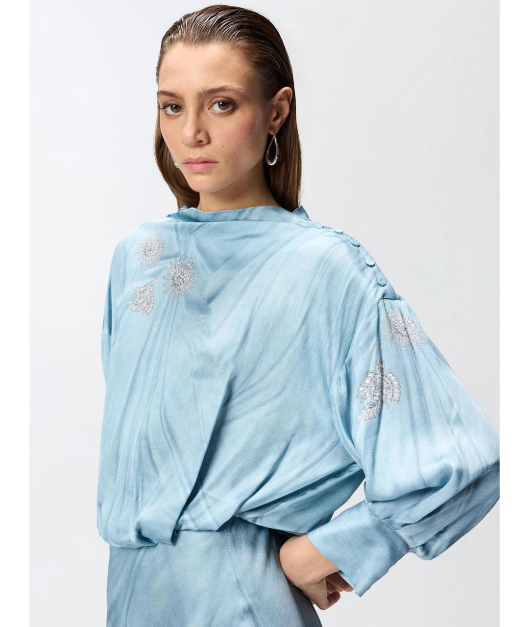 PINKO Синее полиэстеровое коктейльное платье, фото 5