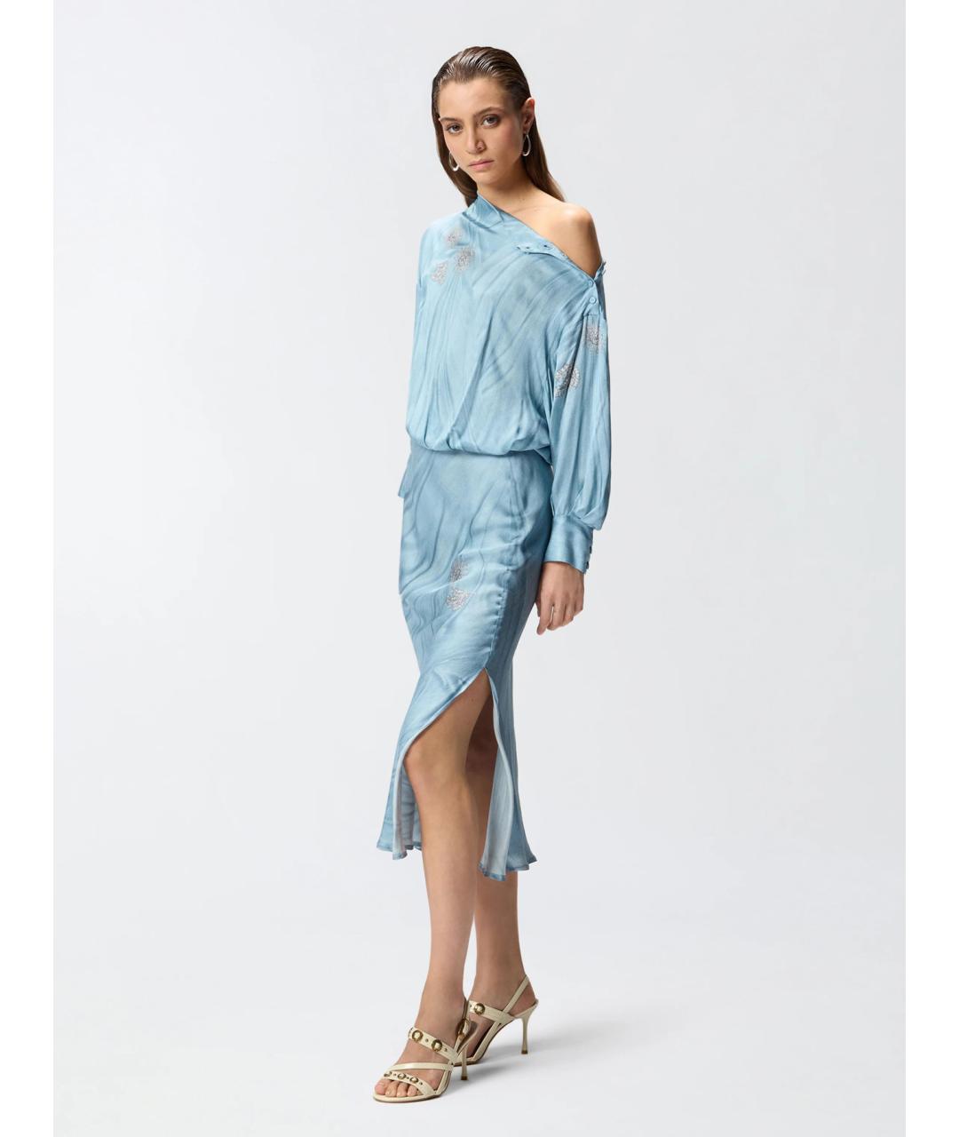 PINKO Синее полиэстеровое коктейльное платье, фото 3