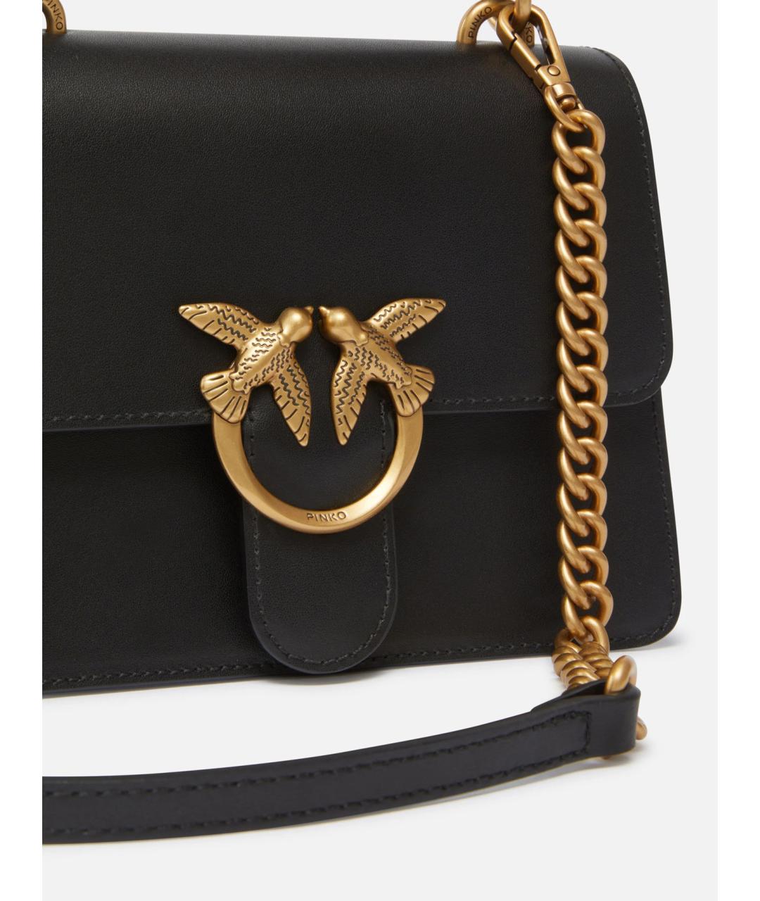 PINKO Черная кожаная сумка с короткими ручками, фото 4