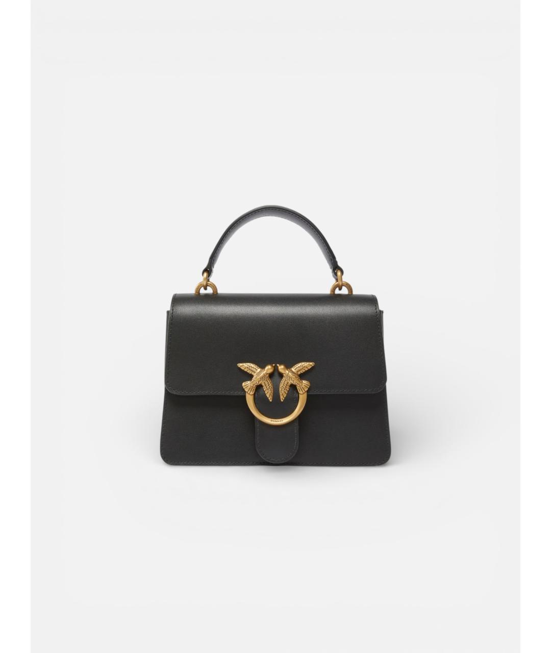 PINKO Черная кожаная сумка с короткими ручками, фото 7