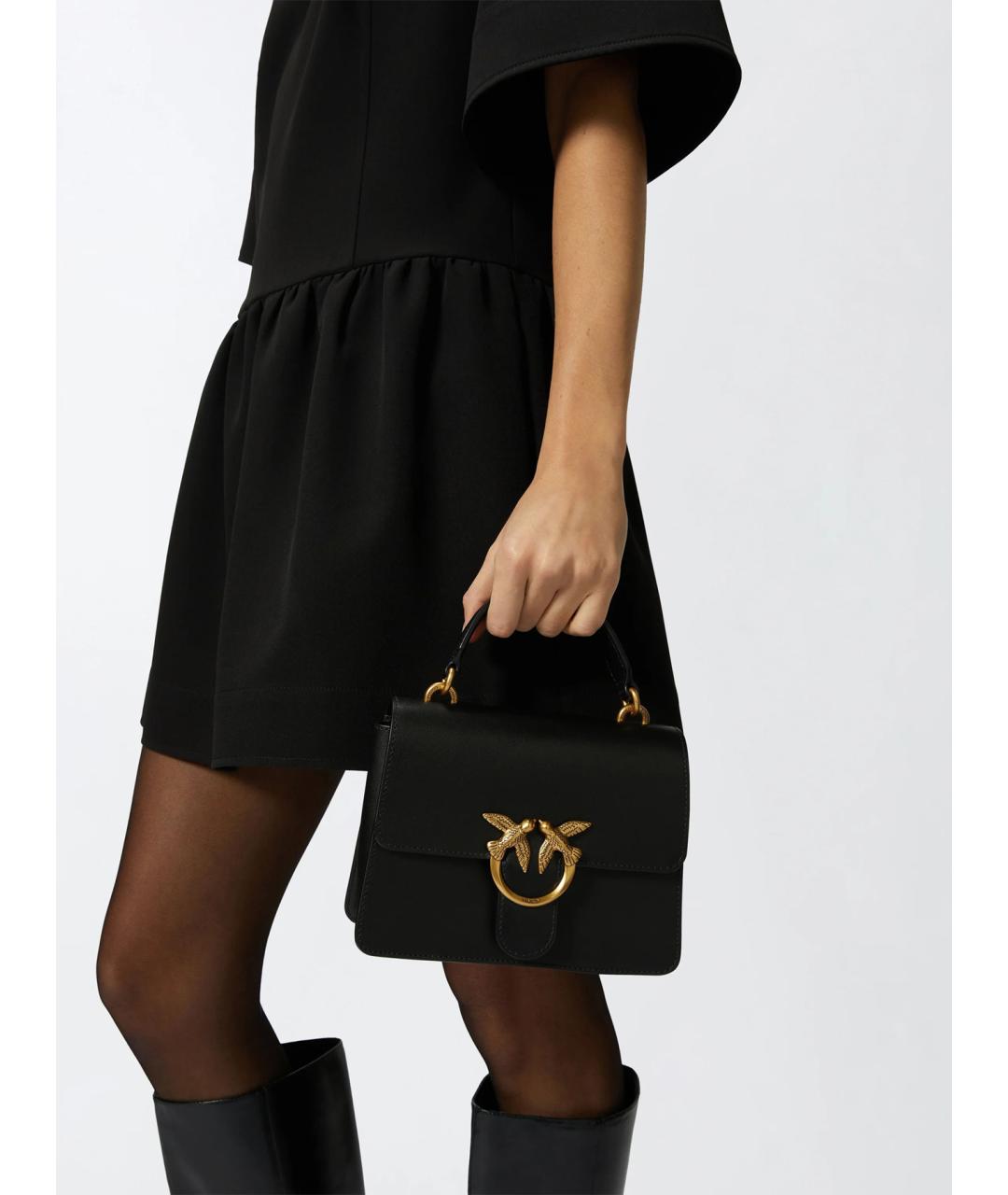 PINKO Черная кожаная сумка с короткими ручками, фото 3