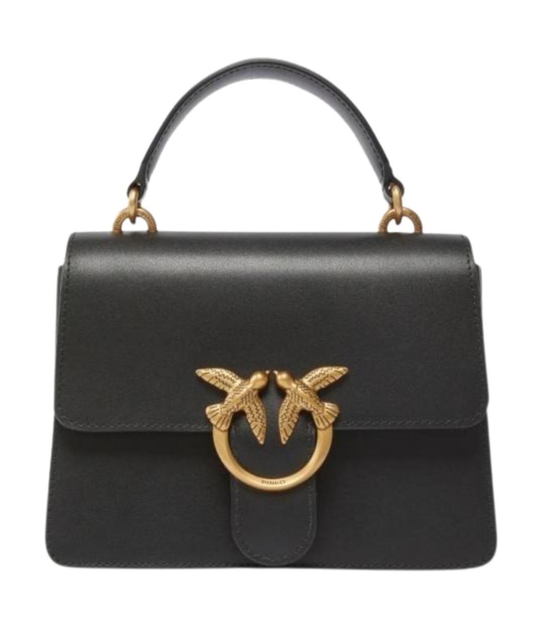 PINKO Черная кожаная сумка с короткими ручками, фото 1