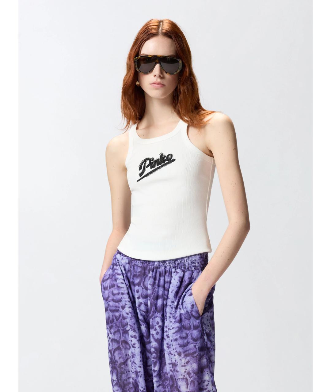 PINKO Белая хлопковая майка, фото 3