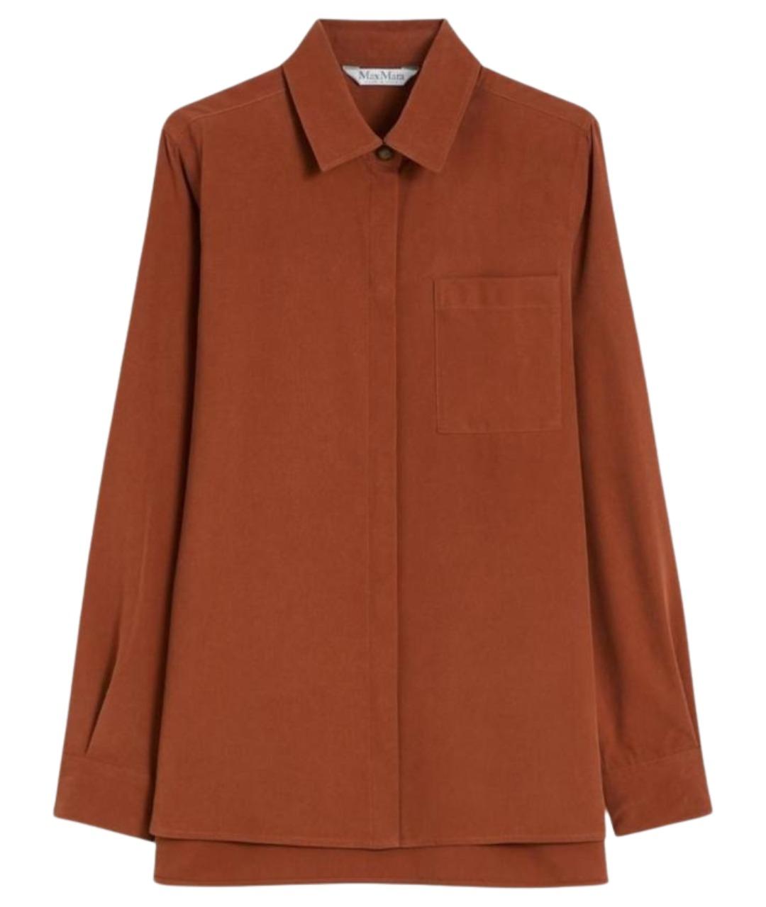 MAX MARA Коричневая шелковая рубашка, фото 1