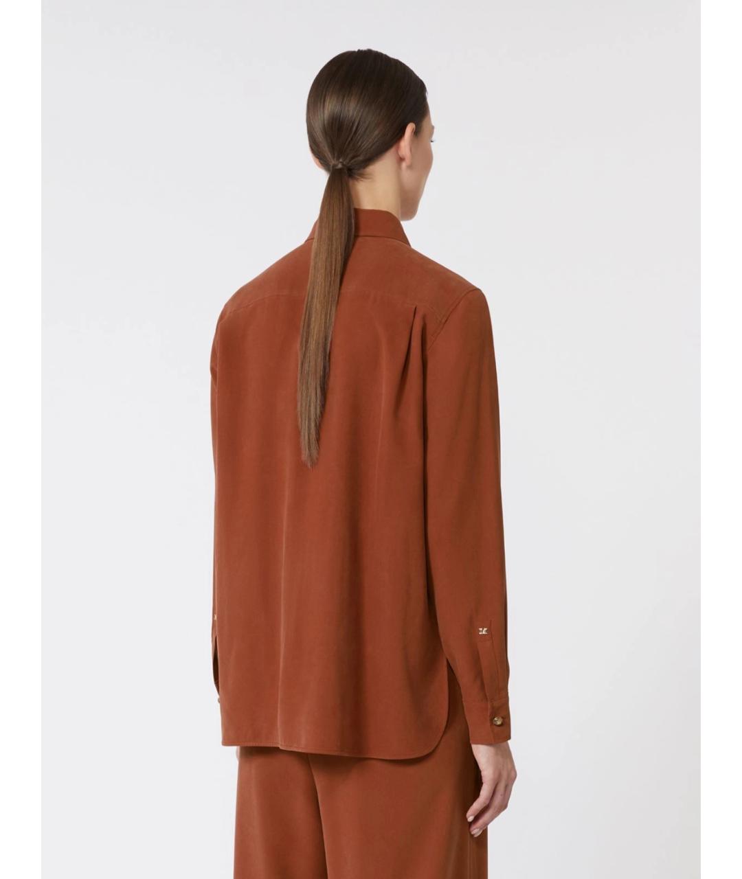 MAX MARA Коричневая шелковая рубашка, фото 4