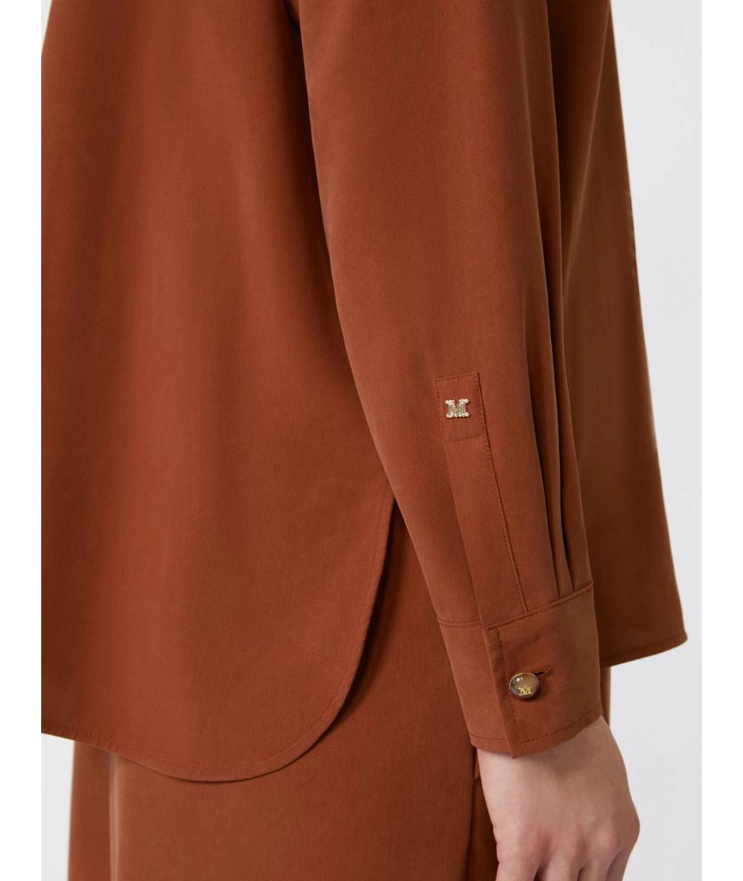 MAX MARA Коричневая шелковая рубашка, фото 5