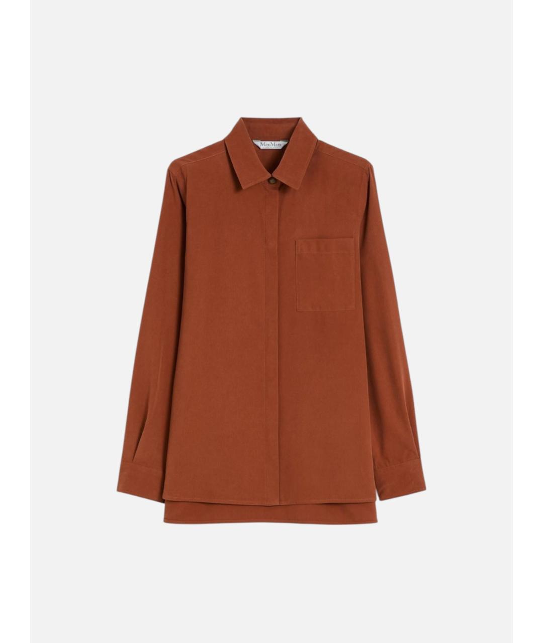 MAX MARA Коричневая шелковая рубашка, фото 6