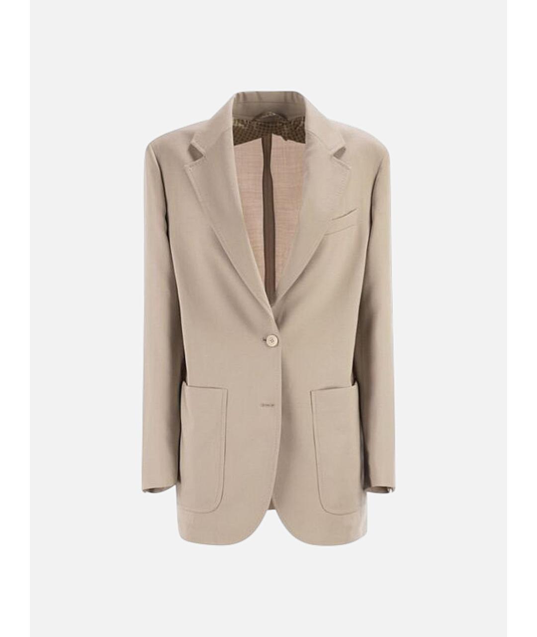 MAX MARA Бежевый шерстяной жакет/пиджак, фото 5