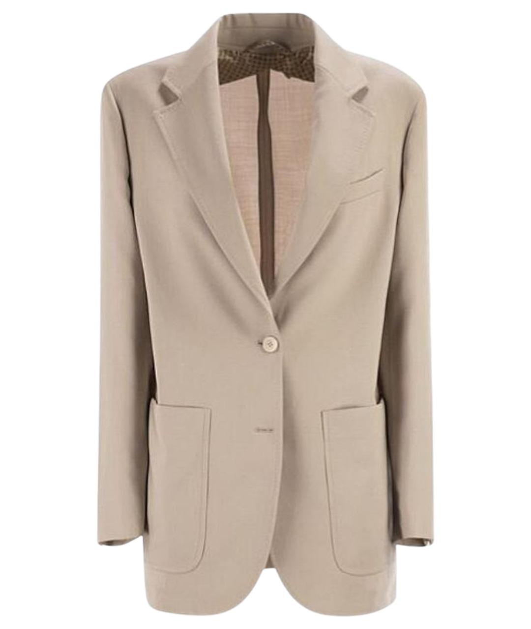 MAX MARA Бежевый шерстяной жакет/пиджак, фото 1