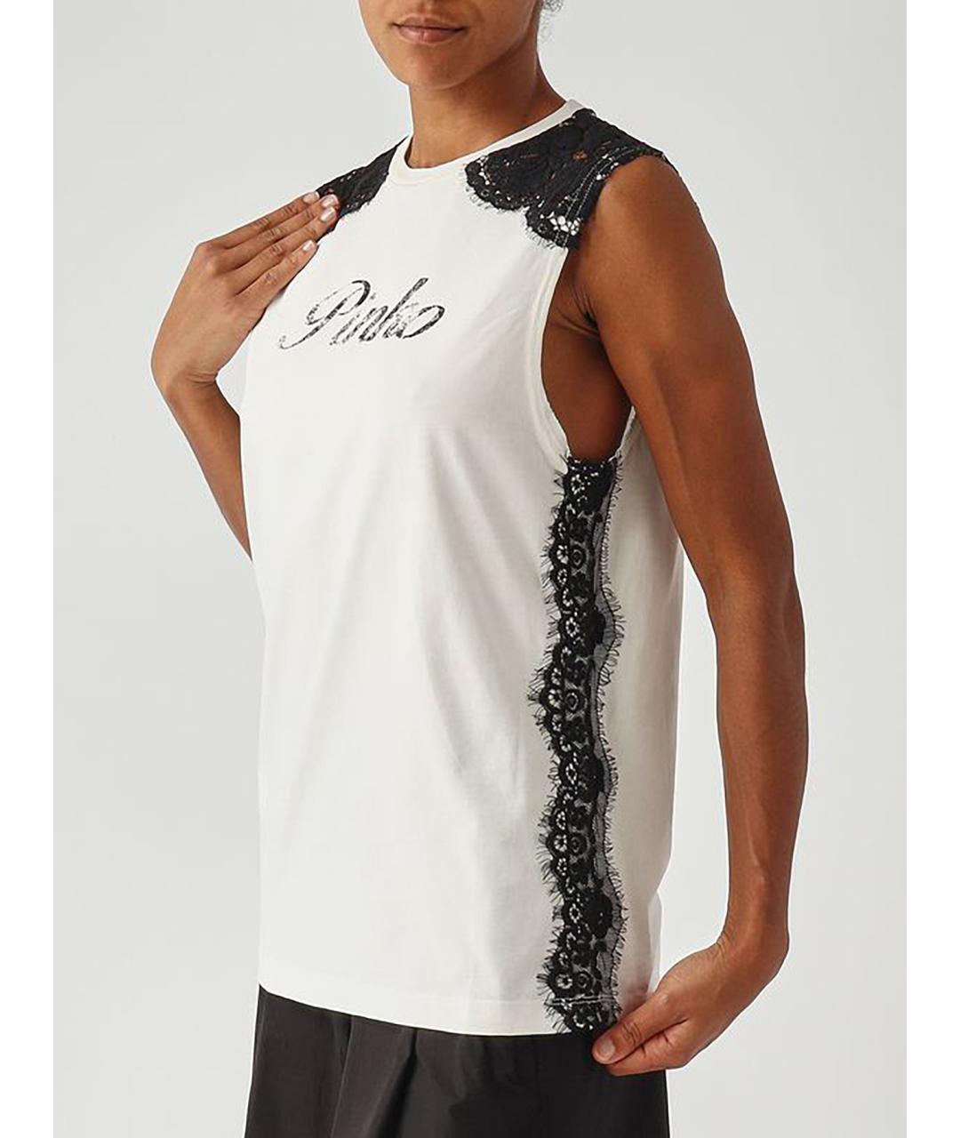 PINKO Белая хлопковая майка, фото 5