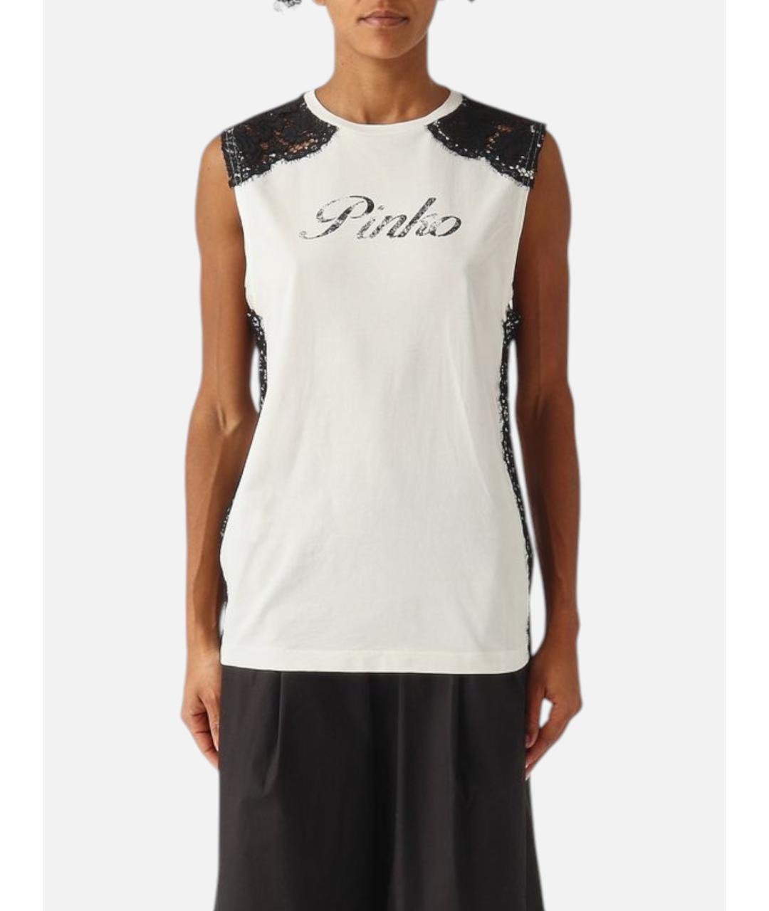 PINKO Белая хлопковая майка, фото 1