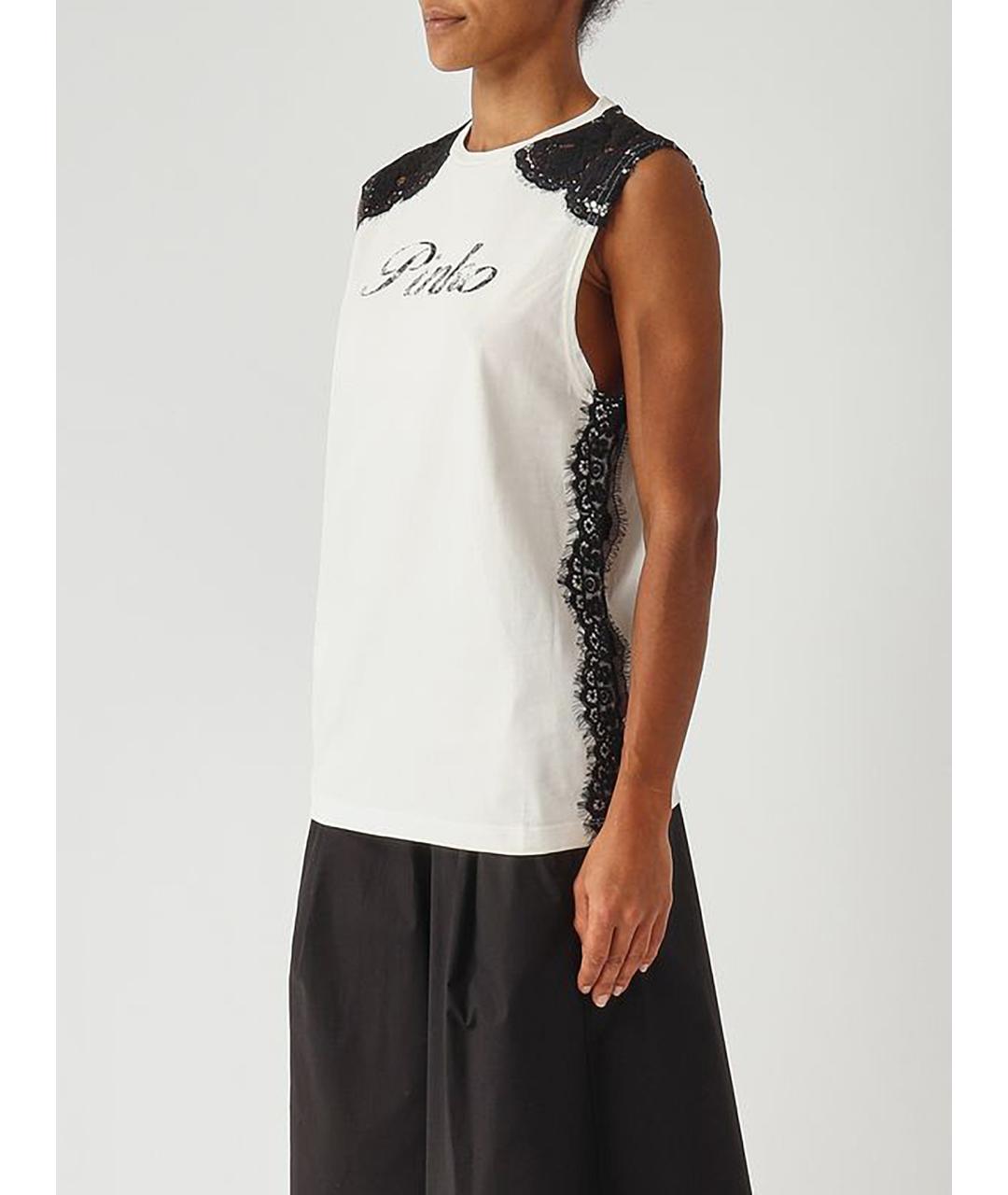 PINKO Белая хлопковая майка, фото 3