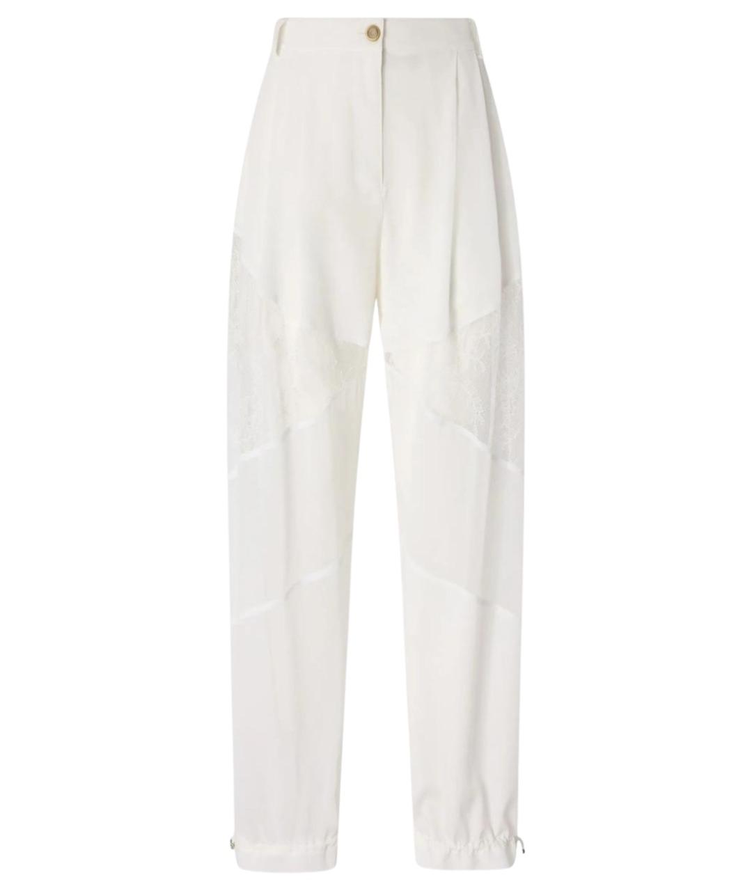 PINKO Белые вискозные прямые брюки, фото 1