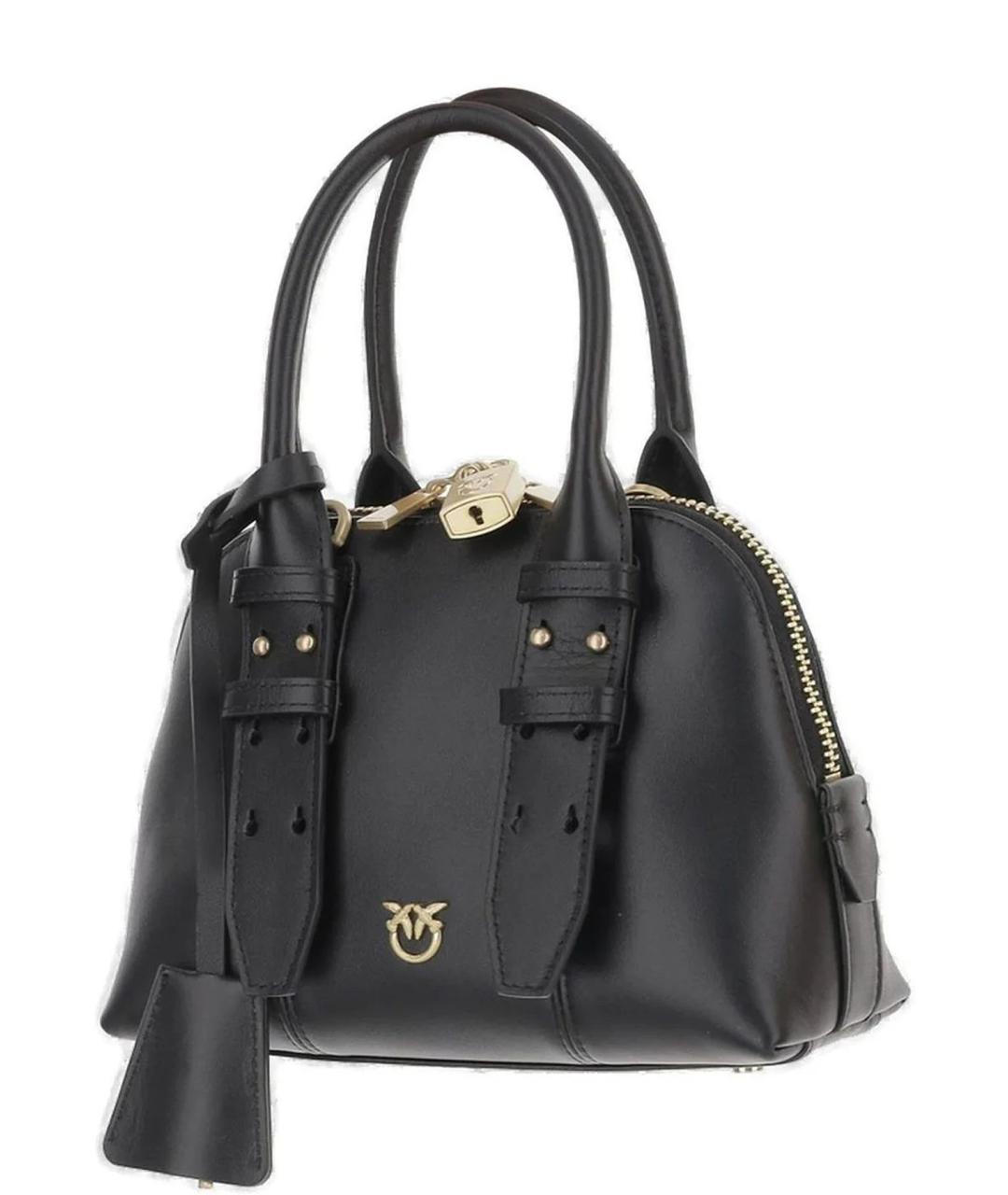 PINKO Черная кожаная сумка с короткими ручками, фото 3