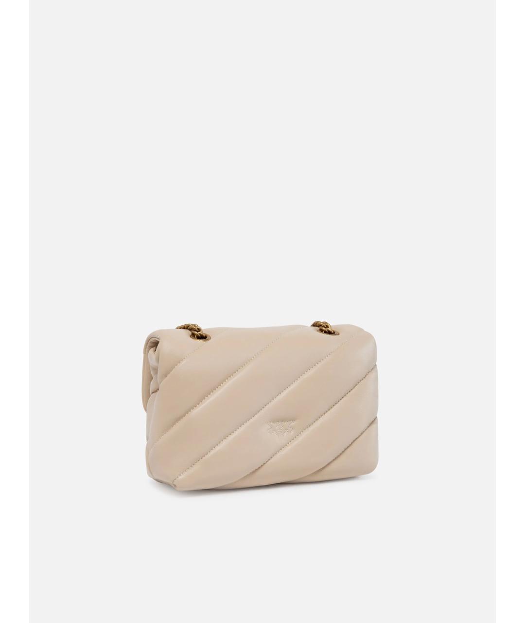 PINKO Бежевая кожаная сумка через плечо, фото 3