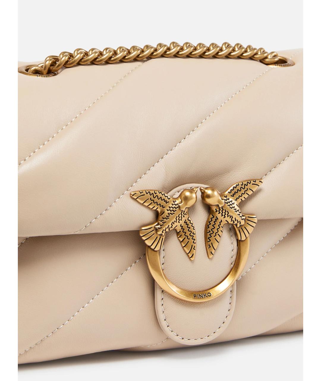 PINKO Бежевая кожаная сумка через плечо, фото 2