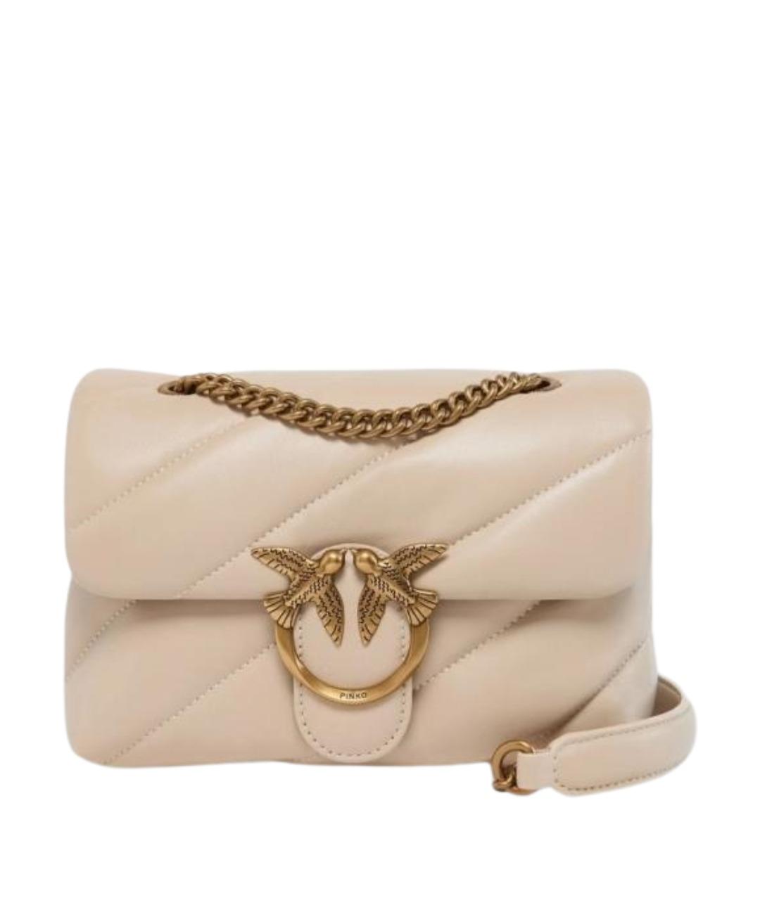 PINKO Бежевая кожаная сумка через плечо, фото 1