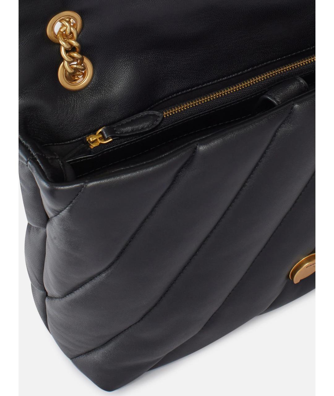 PINKO Черная кожаная сумка через плечо, фото 4