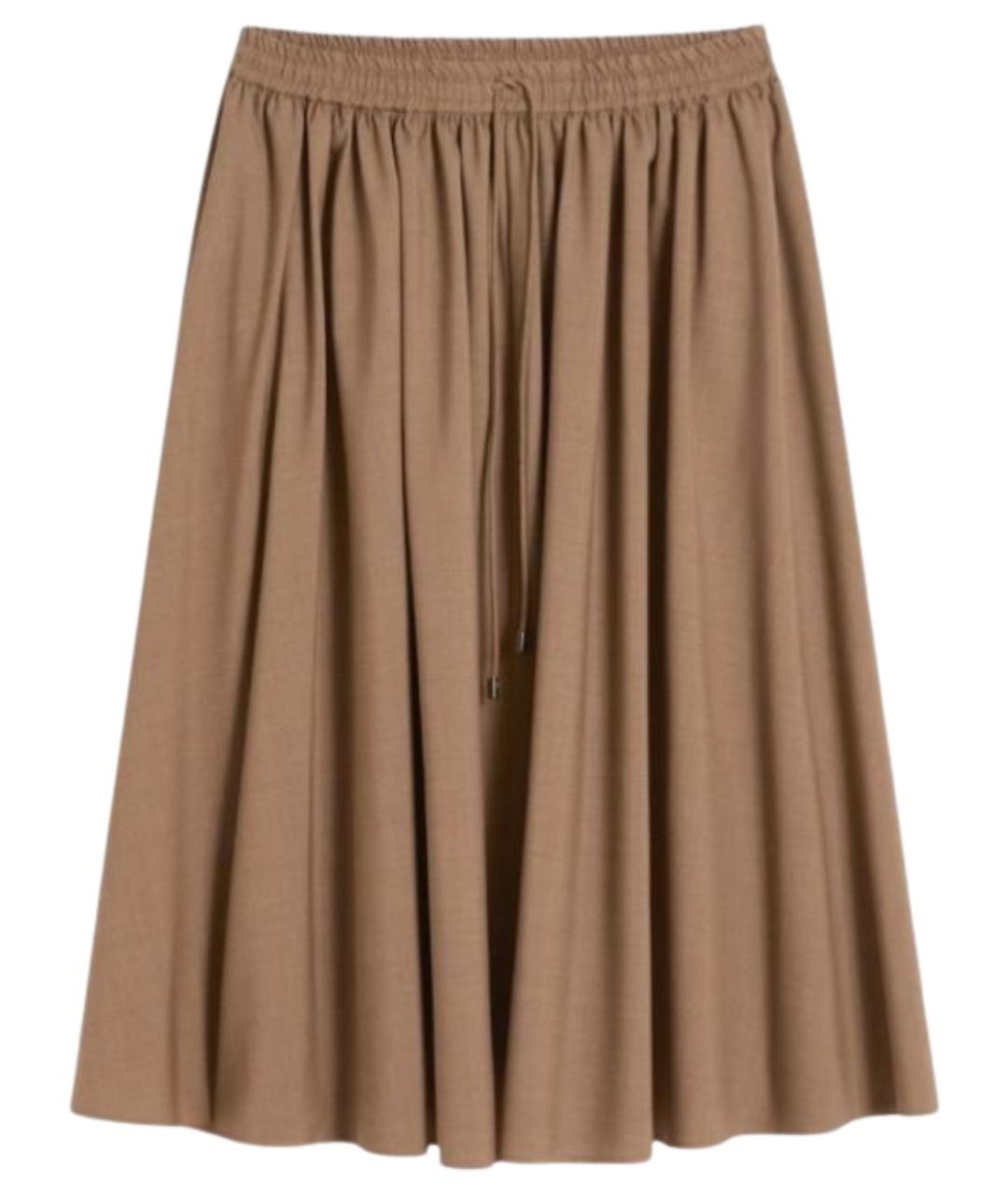 MAX MARA Коричневая шерстяная юбка миди, фото 1