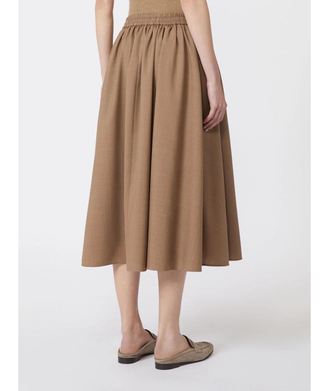 MAX MARA Коричневая шерстяная юбка миди, фото 3