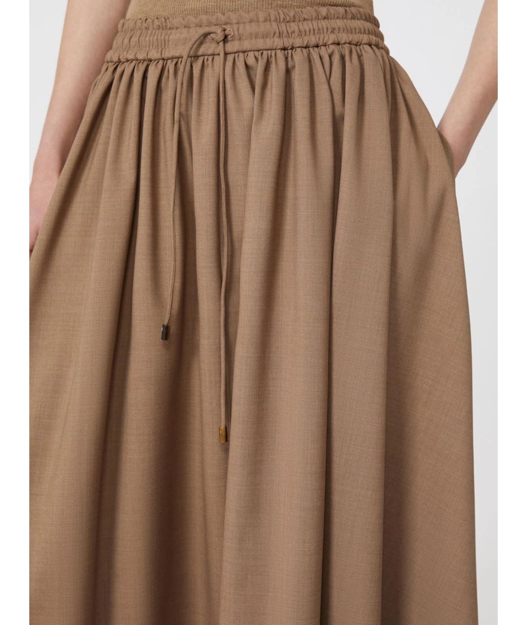 MAX MARA Коричневая шерстяная юбка миди, фото 5