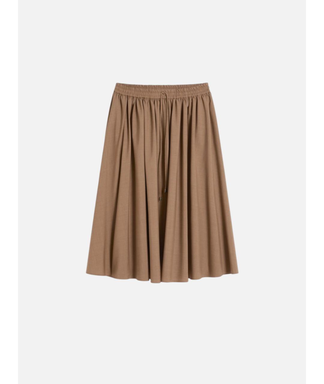 MAX MARA Коричневая шерстяная юбка миди, фото 6