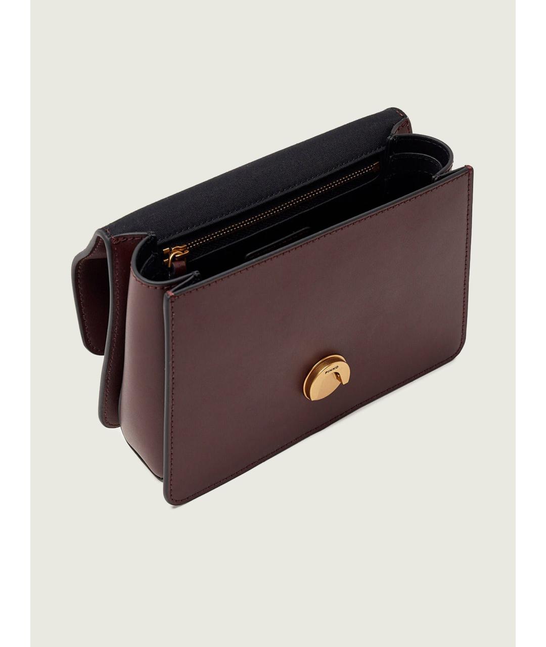 PINKO Бордовая кожаная сумка с короткими ручками, фото 6
