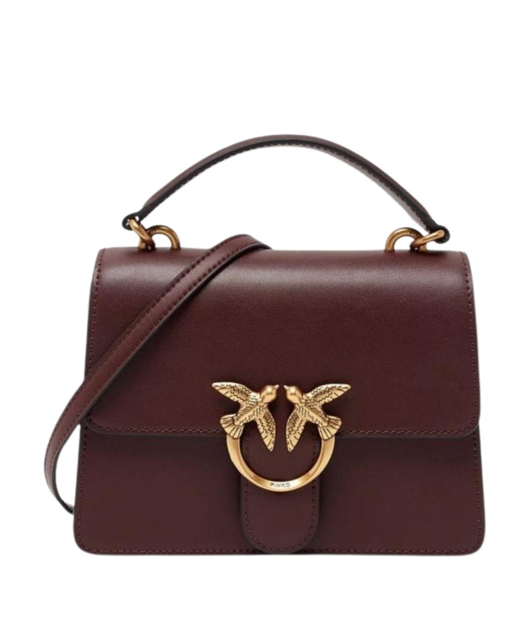 PINKO Бордовая кожаная сумка с короткими ручками, фото 1
