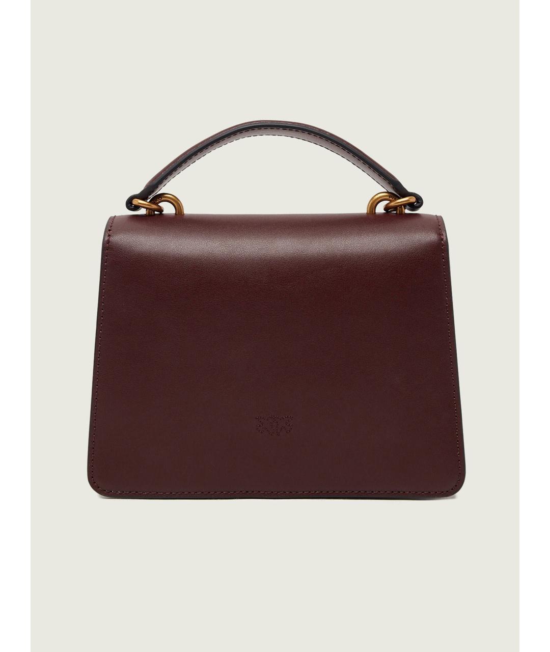 PINKO Бордовая кожаная сумка с короткими ручками, фото 5