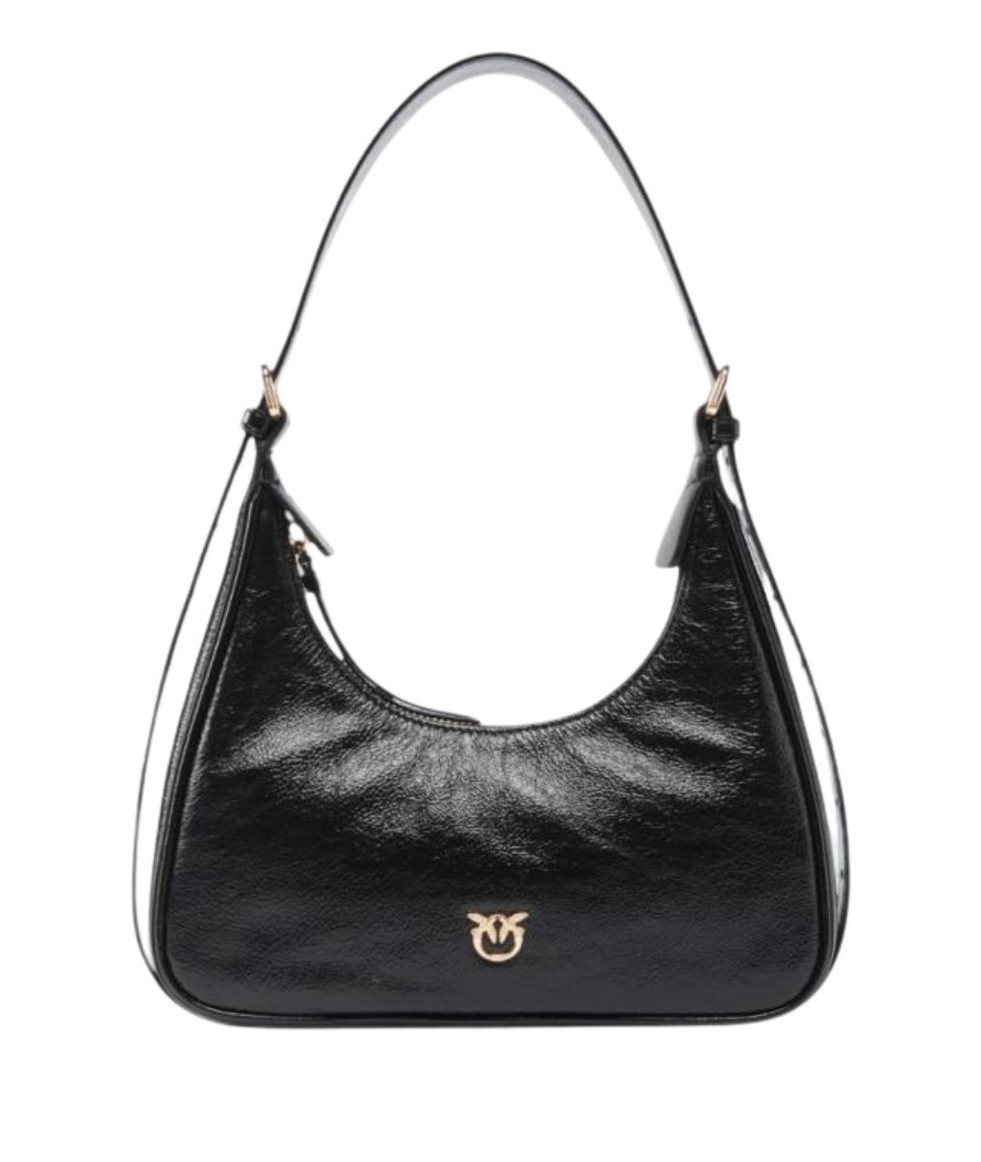 PINKO Черная сумка через плечо из лакированной кожи, фото 1