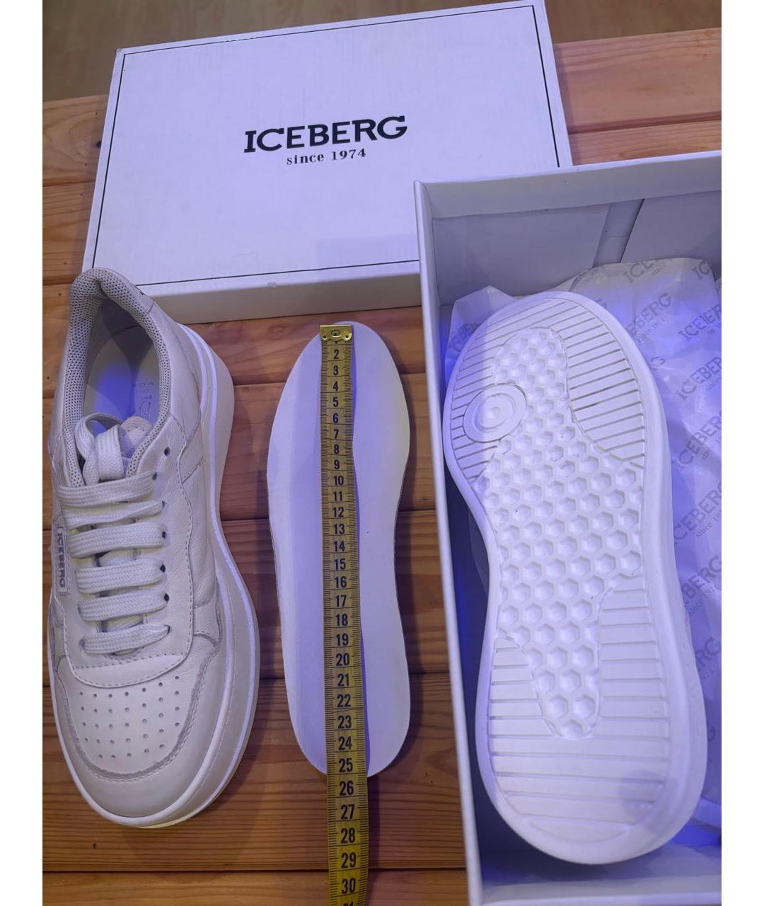 ICEBERG Бежевые кожаные кеды, фото 4