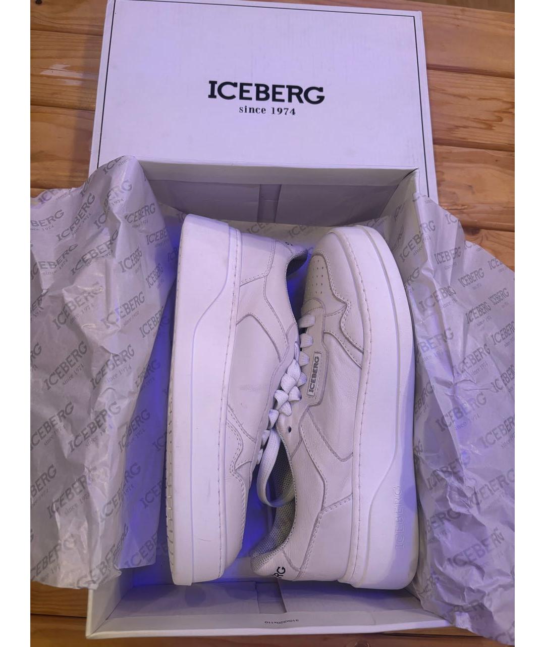 ICEBERG Бежевые кожаные кеды, фото 5