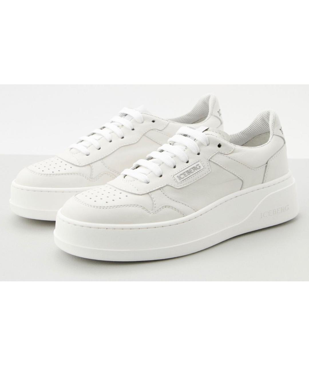 ICEBERG Бежевые кожаные кеды, фото 2