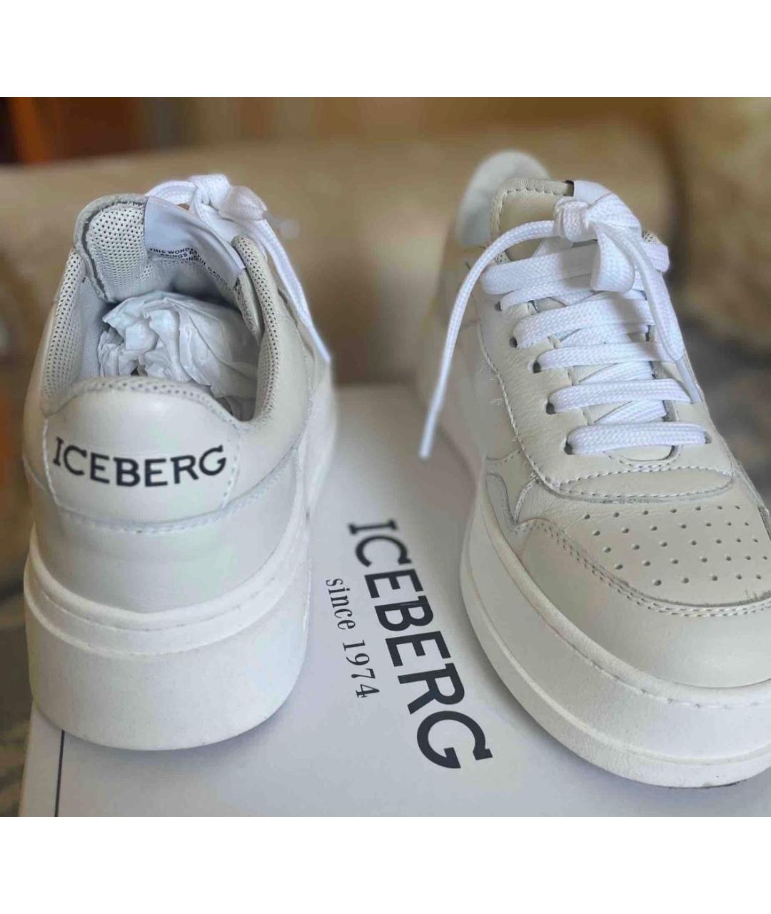 ICEBERG Бежевые кожаные кеды, фото 3