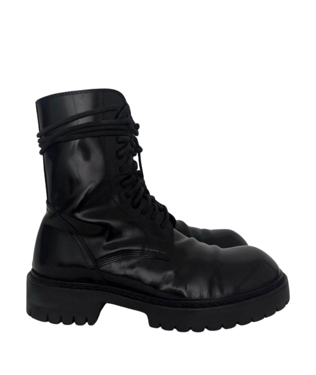 ANN DEMEULEMEESTER Черные высокие ботинки из лакированной кожи, фото 1