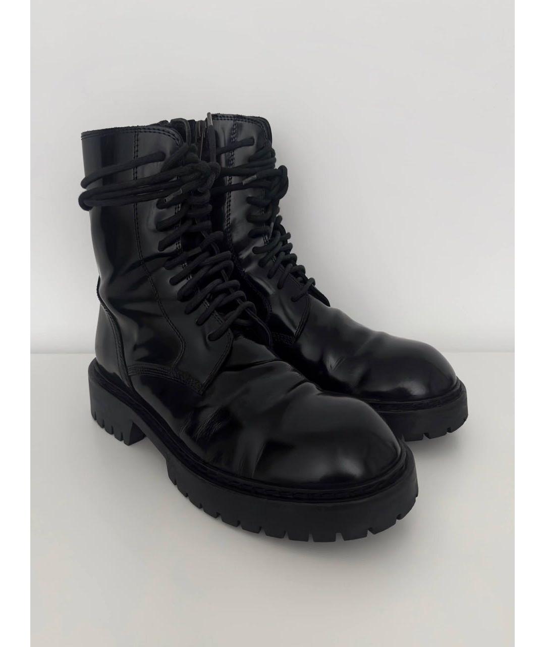 ANN DEMEULEMEESTER Черные высокие ботинки из лакированной кожи, фото 3