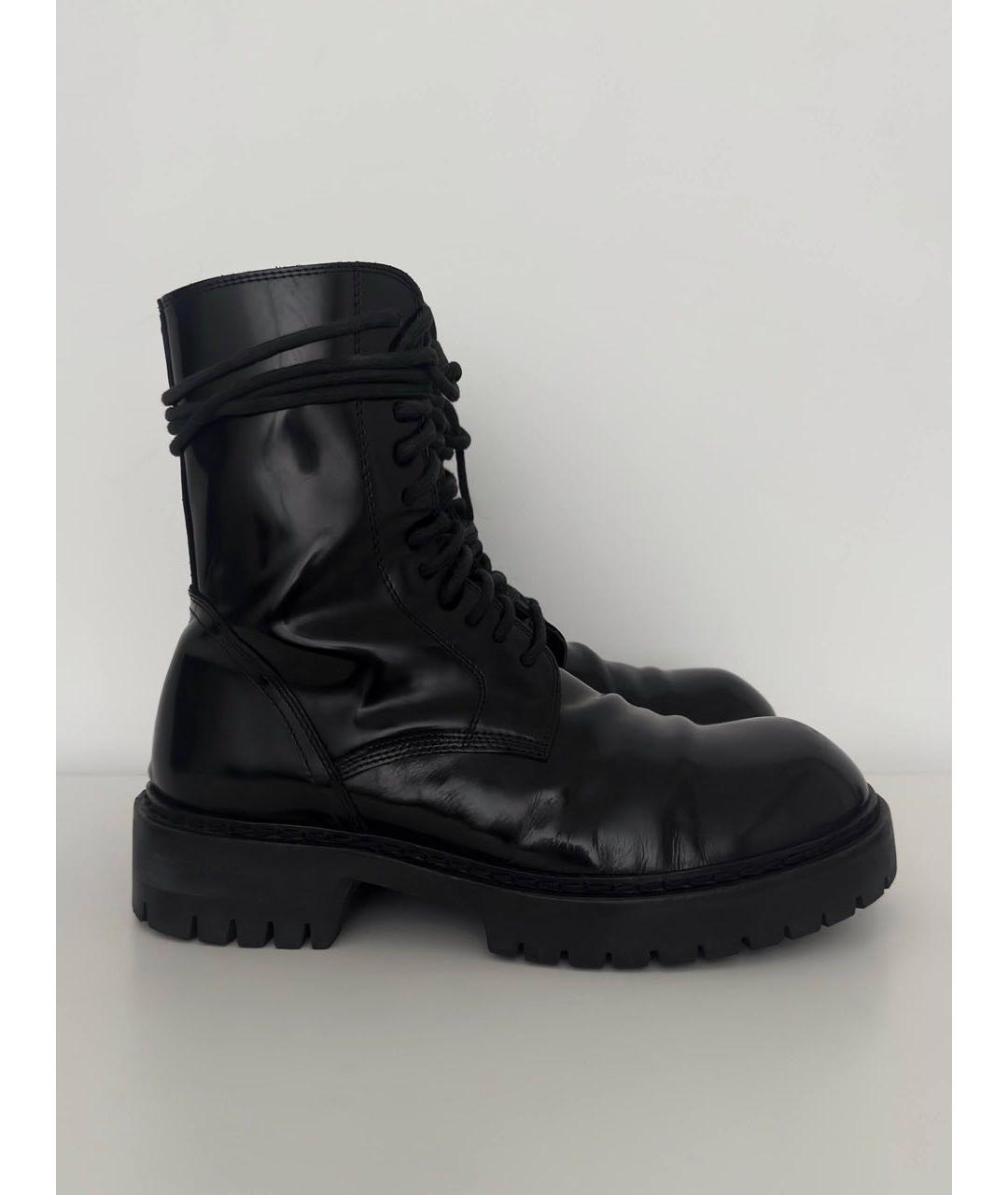 ANN DEMEULEMEESTER Черные высокие ботинки из лакированной кожи, фото 7