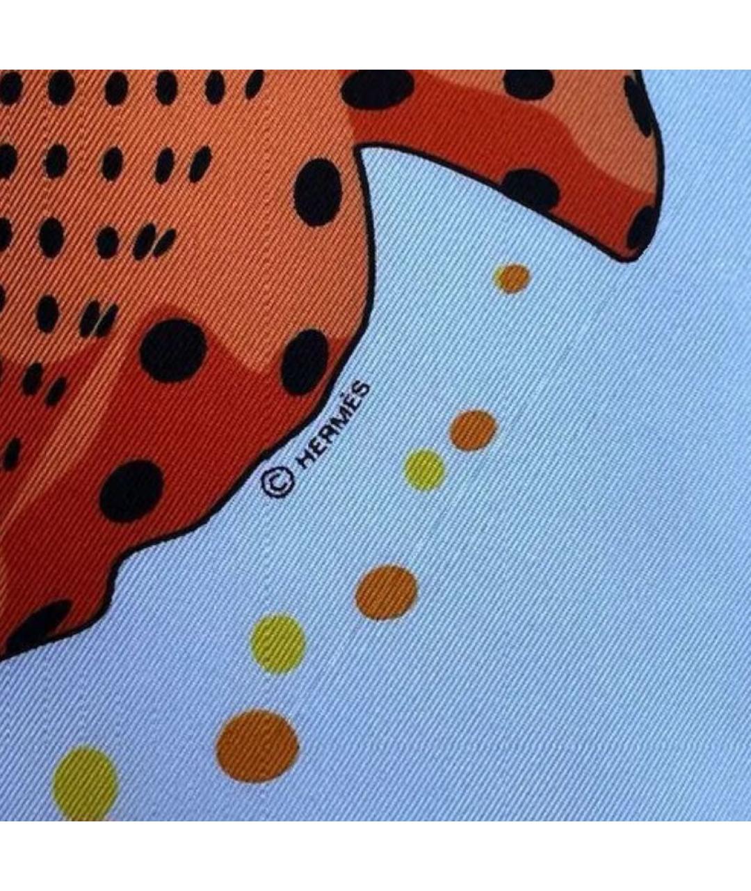 HERMES Оранжевый шелковый платок, фото 6