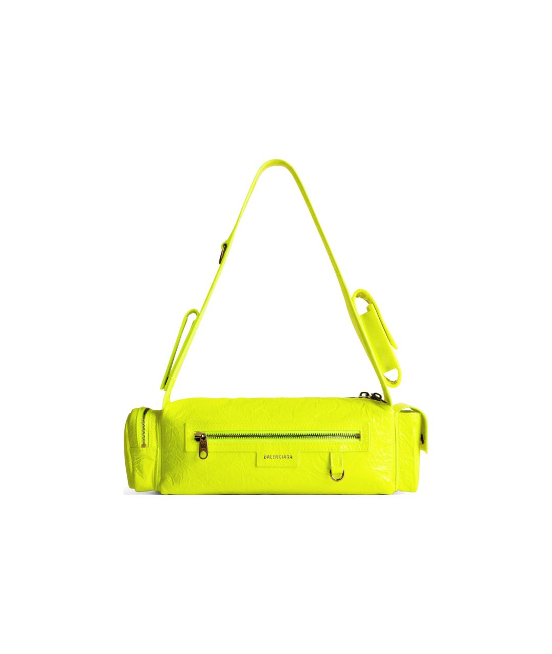 BALENCIAGA Желтая кожаная сумка через плечо, фото 4
