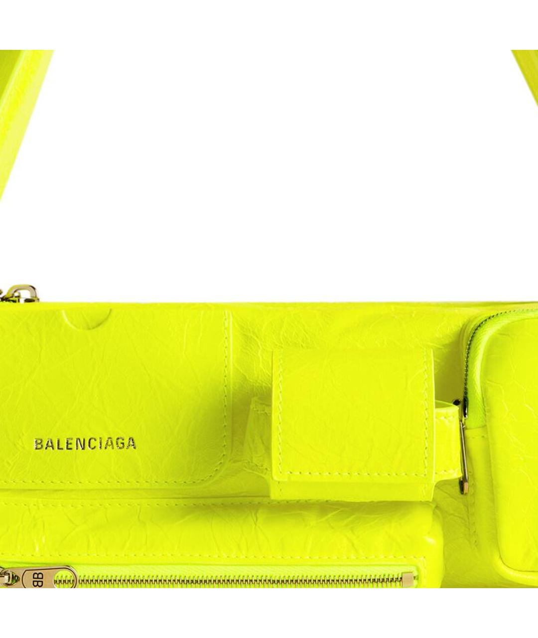 BALENCIAGA Желтая кожаная сумка через плечо, фото 5