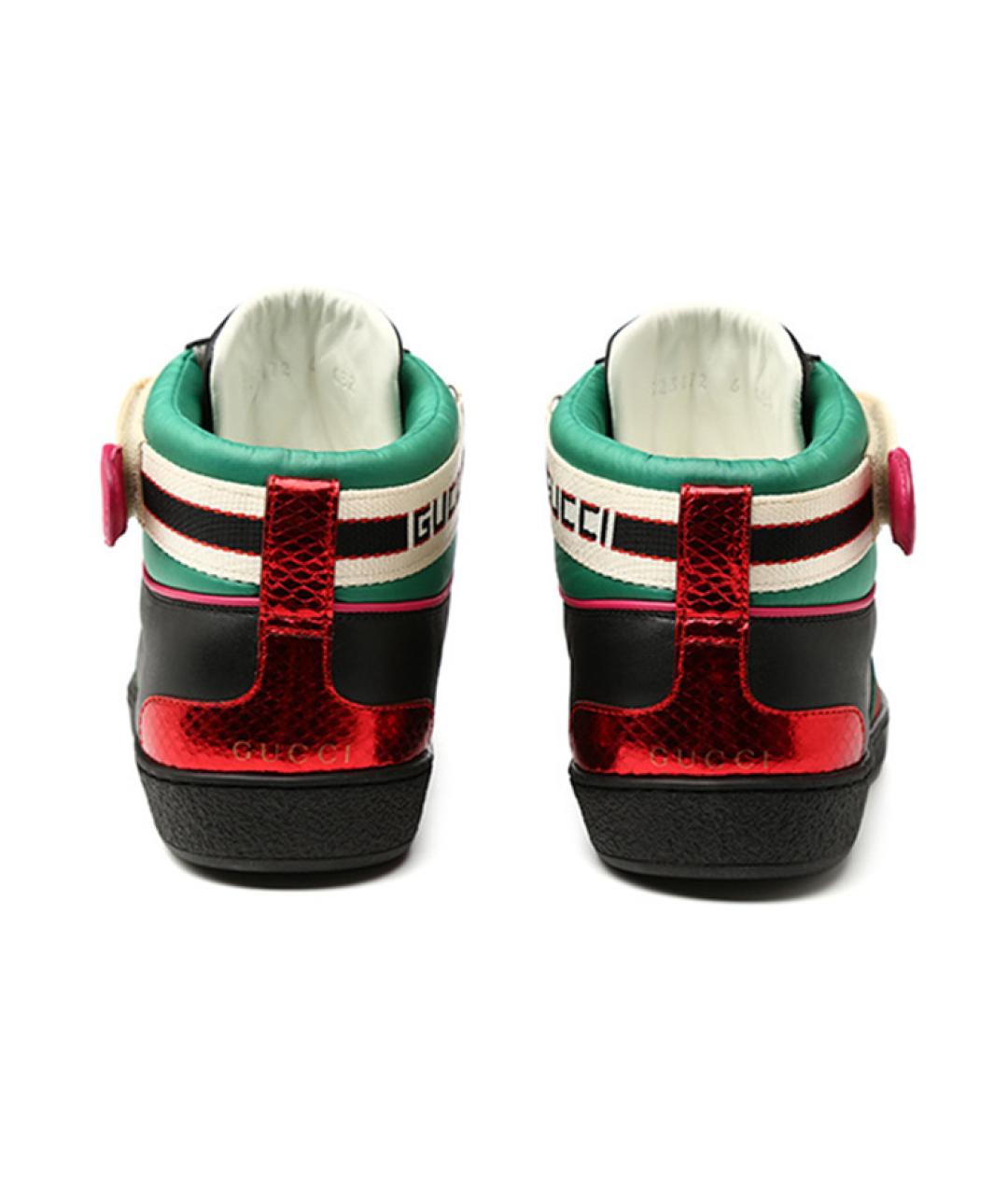 GUCCI Черные кожаные низкие кроссовки / кеды, фото 4