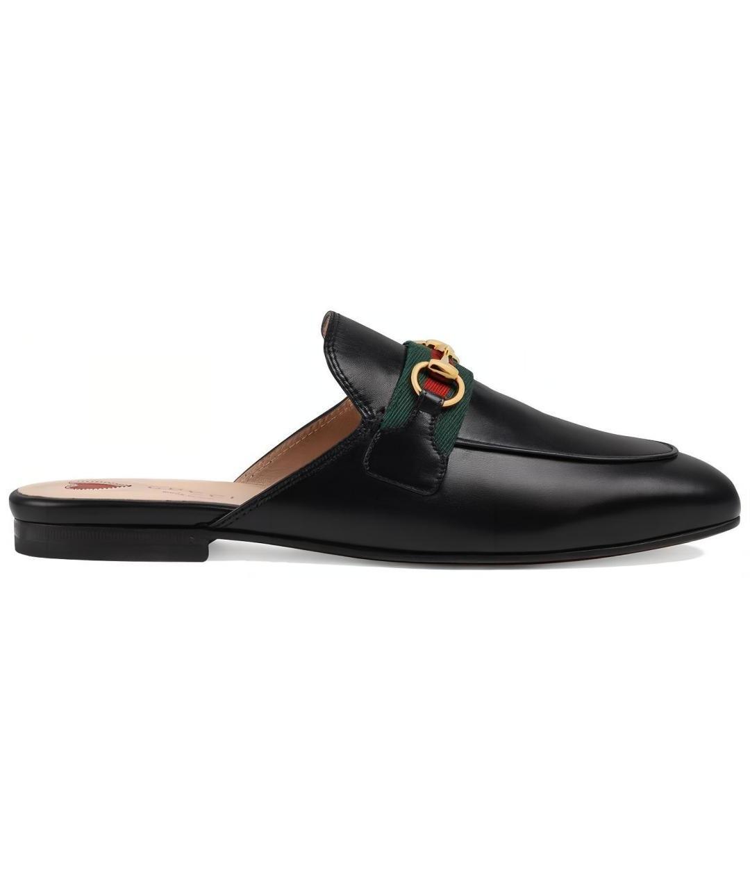 GUCCI Черные кожаные мюли, фото 1