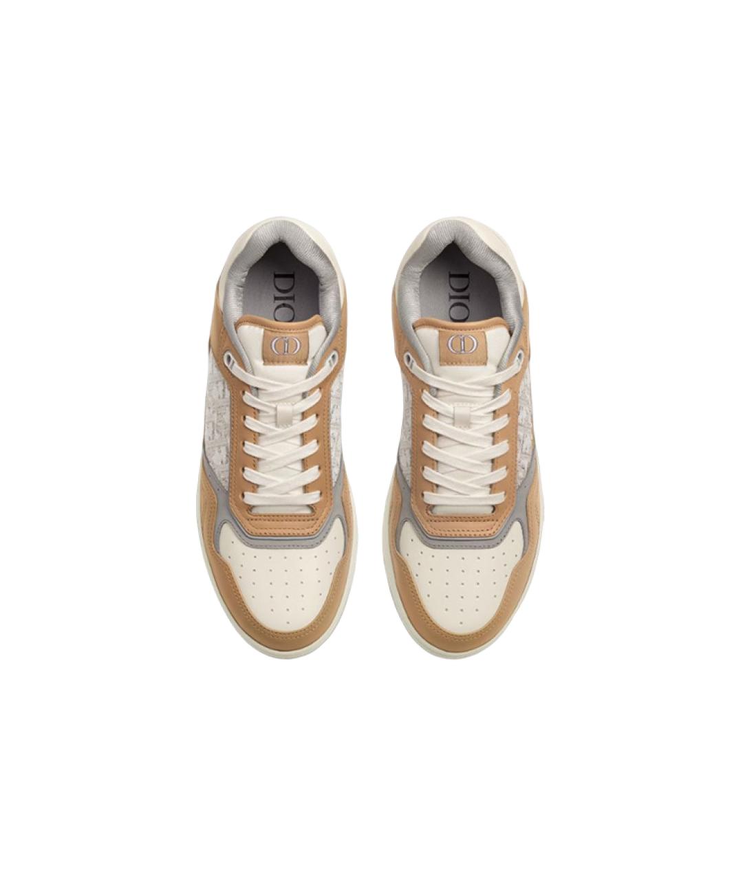 CHRISTIAN DIOR Бежевые кожаные низкие кроссовки / кеды, фото 4