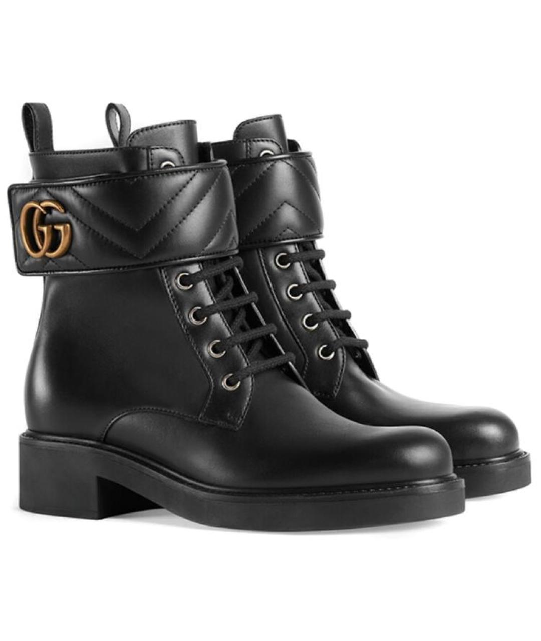 GUCCI Черные кожаные ботинки, фото 2