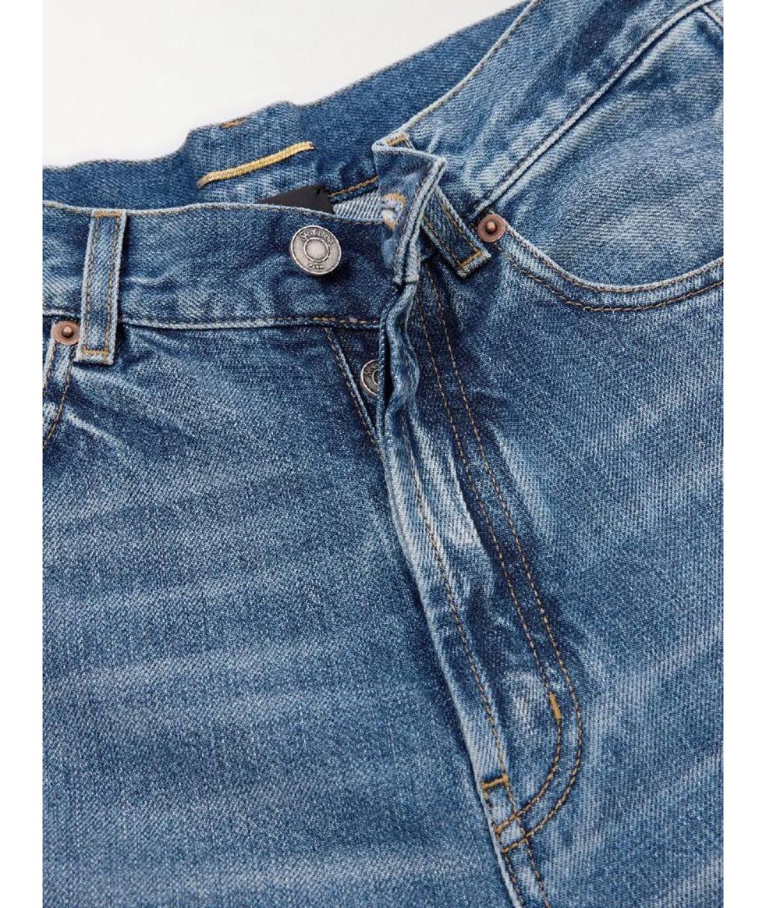 SAINT LAURENT Голубые хлопковые прямые джинсы, фото 5