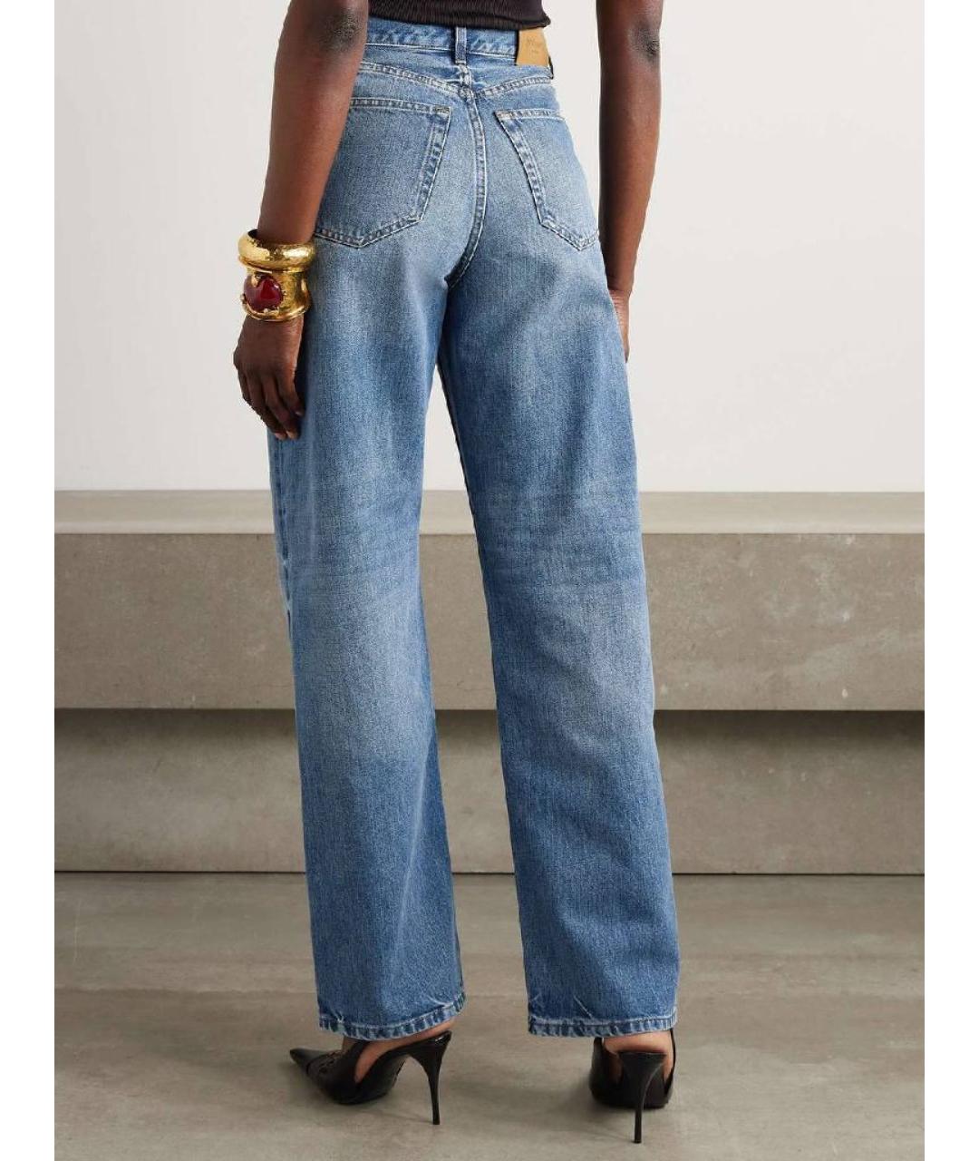 SAINT LAURENT Голубые хлопковые прямые джинсы, фото 3