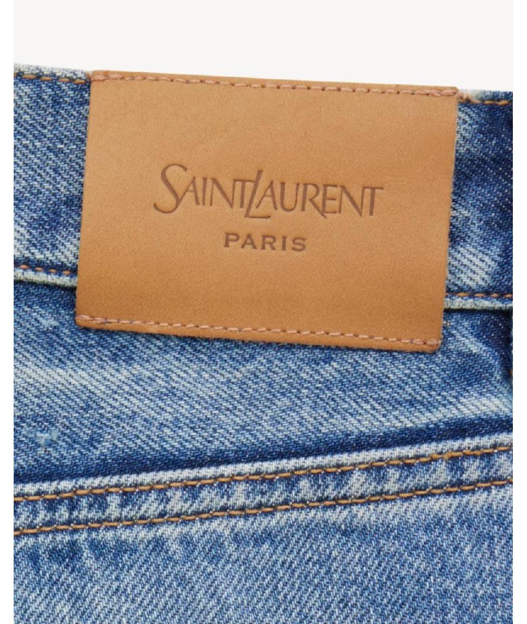 SAINT LAURENT Голубые хлопковые прямые джинсы, фото 4